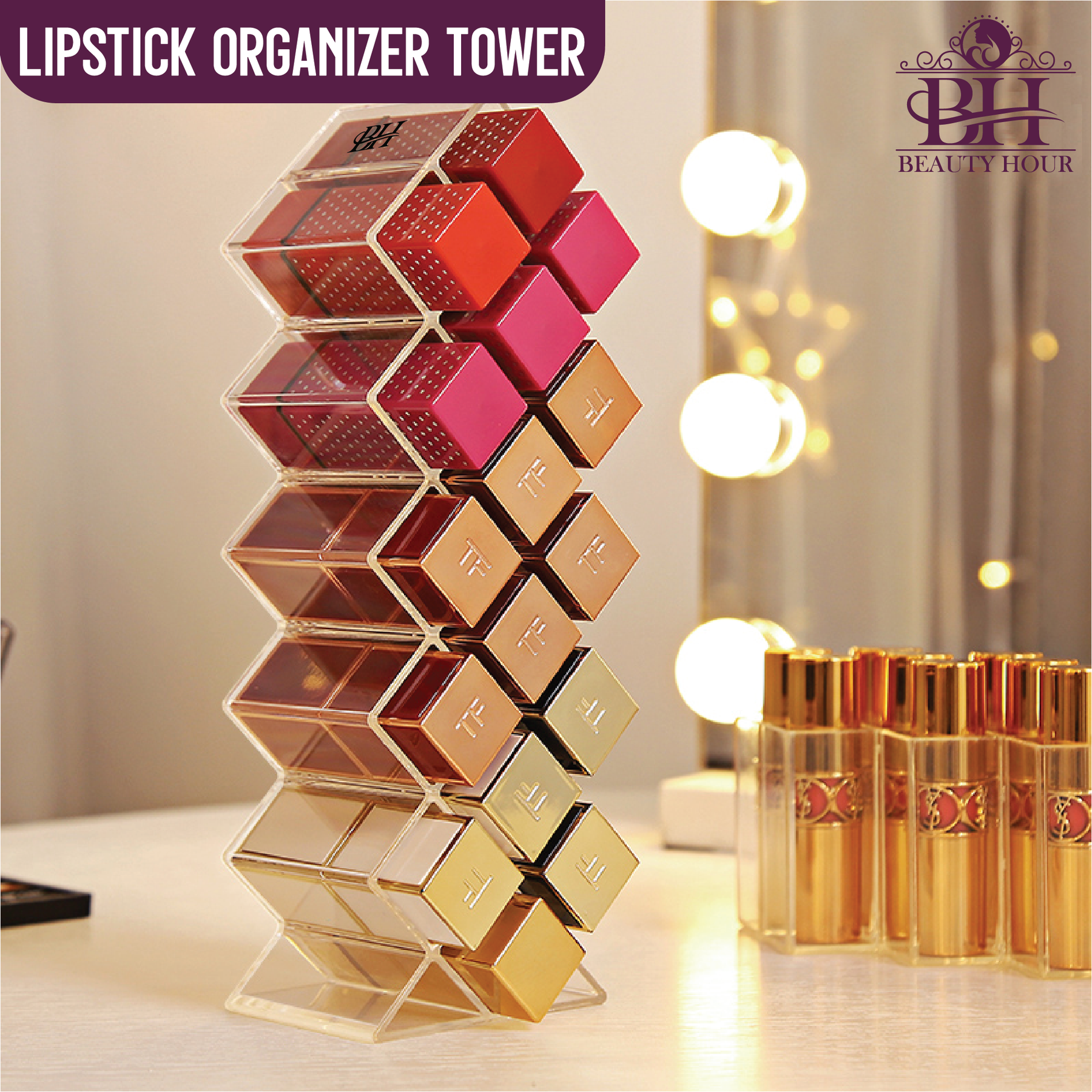 16 Grid Acrylic Lipstick Organizer