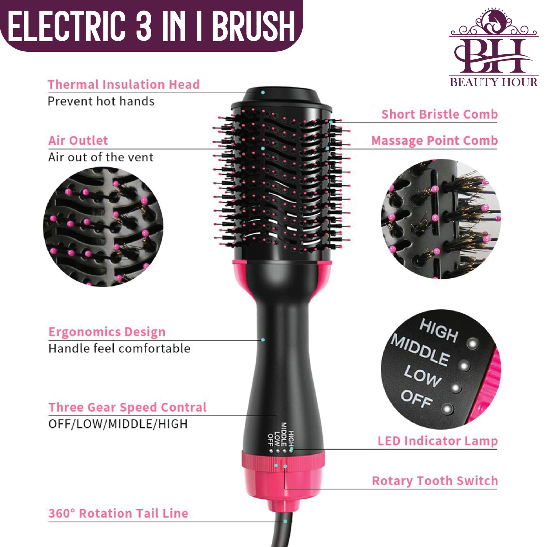 Hot air curling brush best sale