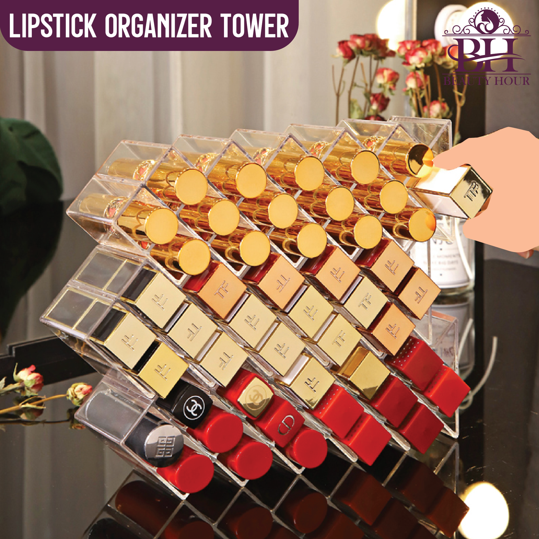 16 Grid Acrylic Lipstick Organizer